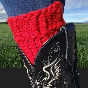 Sale Handmade Knit sparkly red Bootcuffs